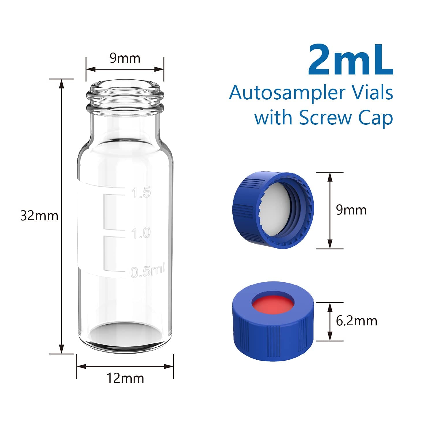 12x32mm wide mouth HPLC glass vials bonded septa